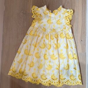Pink Chicken Yellow Embroidered Kids Dress
